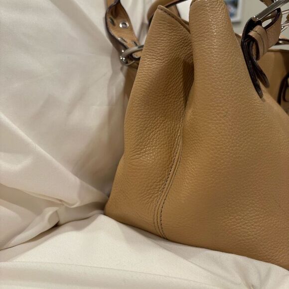 Tignanello Camel Tan Pebbled Leather Satchel Handbag Purse ECU - Picture 5 of 12